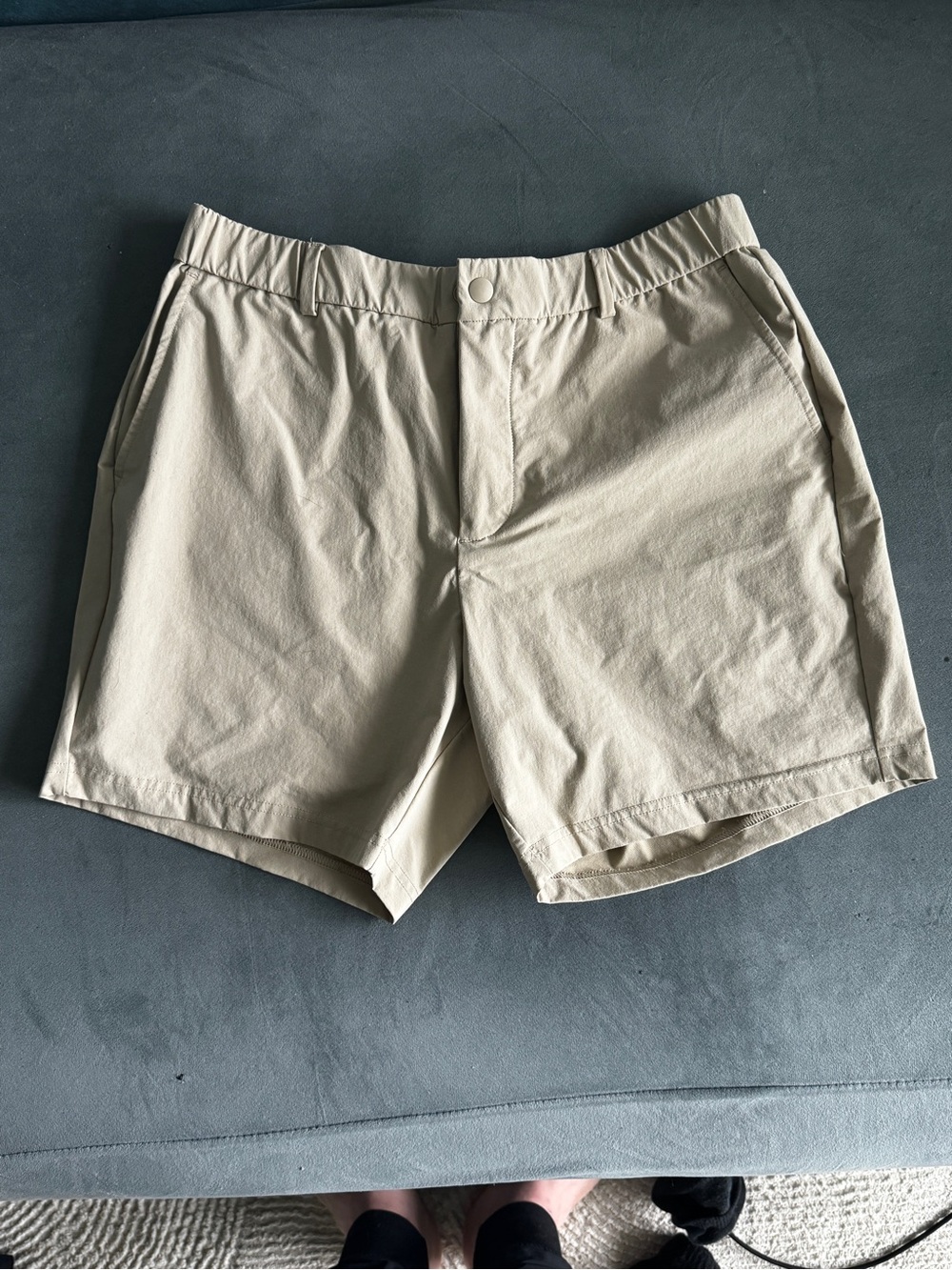 Men's Lightweight Cream Hybrid Shorts with Elastic Waist